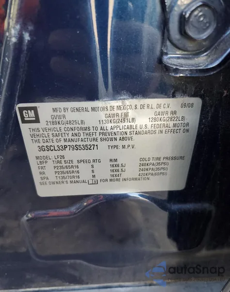 2009 Saturn Vue Xe z USA, uszkodzony, nr VIN 3GSCL33P79S535271